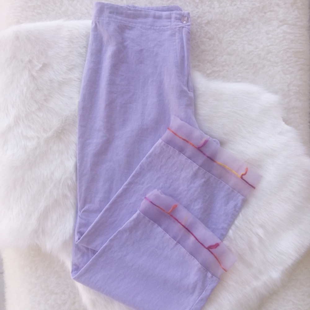 Purple Linen Capri Pants Size Medium
